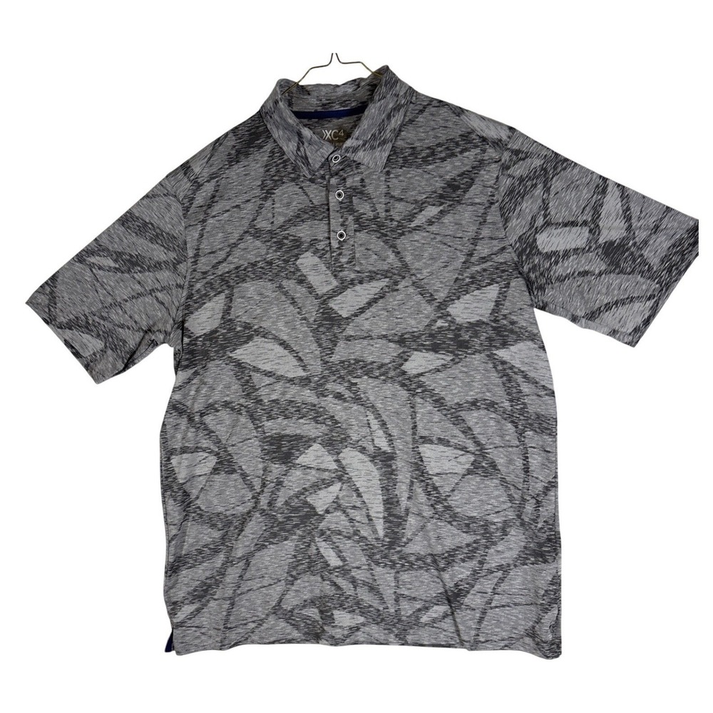 Johnston & Murphy XC4 Mens Grey Abstract Performance Golf Polo Shirt Medium